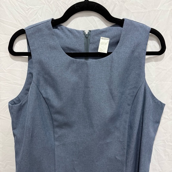Vintage Blue Sleeveless Sheath Dress 16 Made in USA Workwear Classic Minimalist - Picture 2 of 8